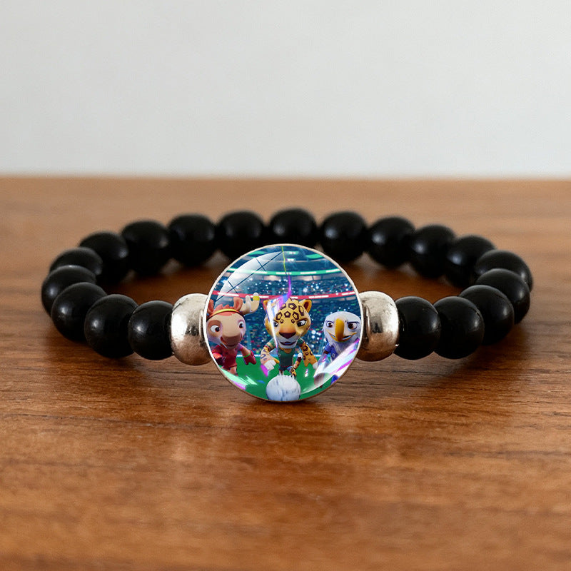 Geometric Crystal Beaded Bracelet Unisex Black Wristband