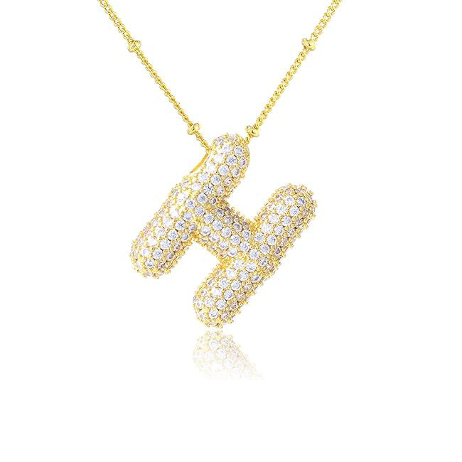 Fashion Plated Brass Letter Bubble Pendant Necklace for Women