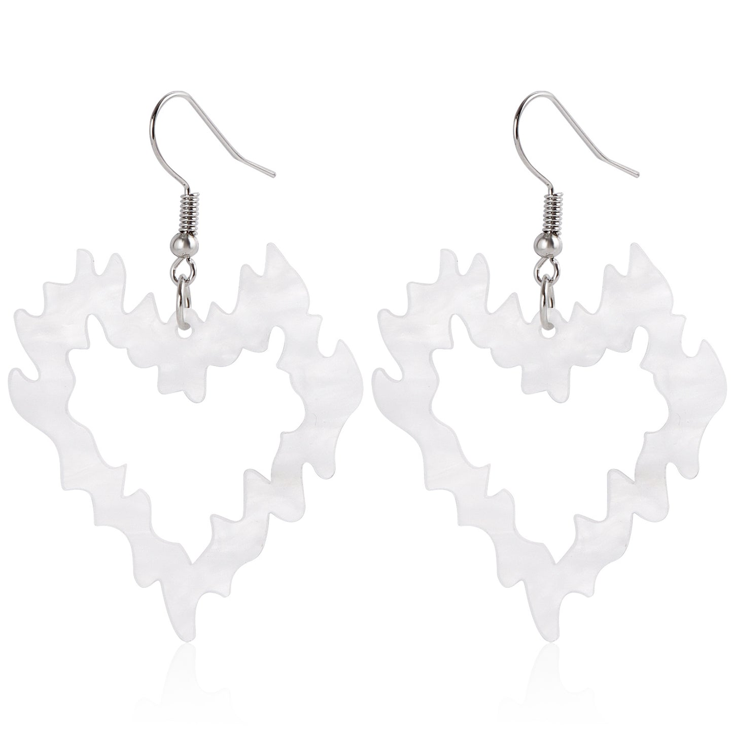 Geometric Blade-Shaped Alloy Earrings for Women with Plated Finish and Hollow-Cut Acrylic Accents