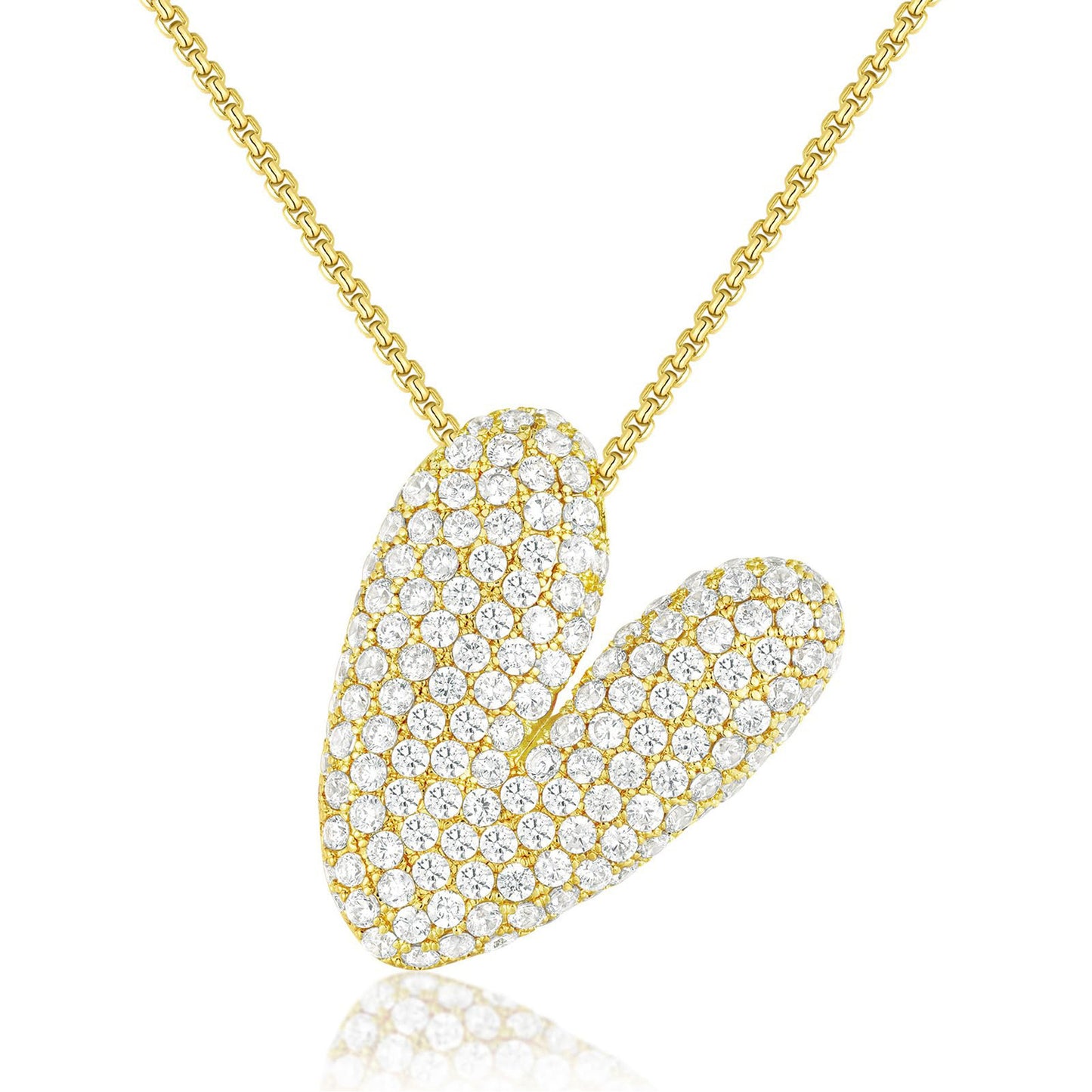 Luxury Elegant Gold Silver Plated Brass Letter Pendant Necklace with Cubic Zirconia for Women