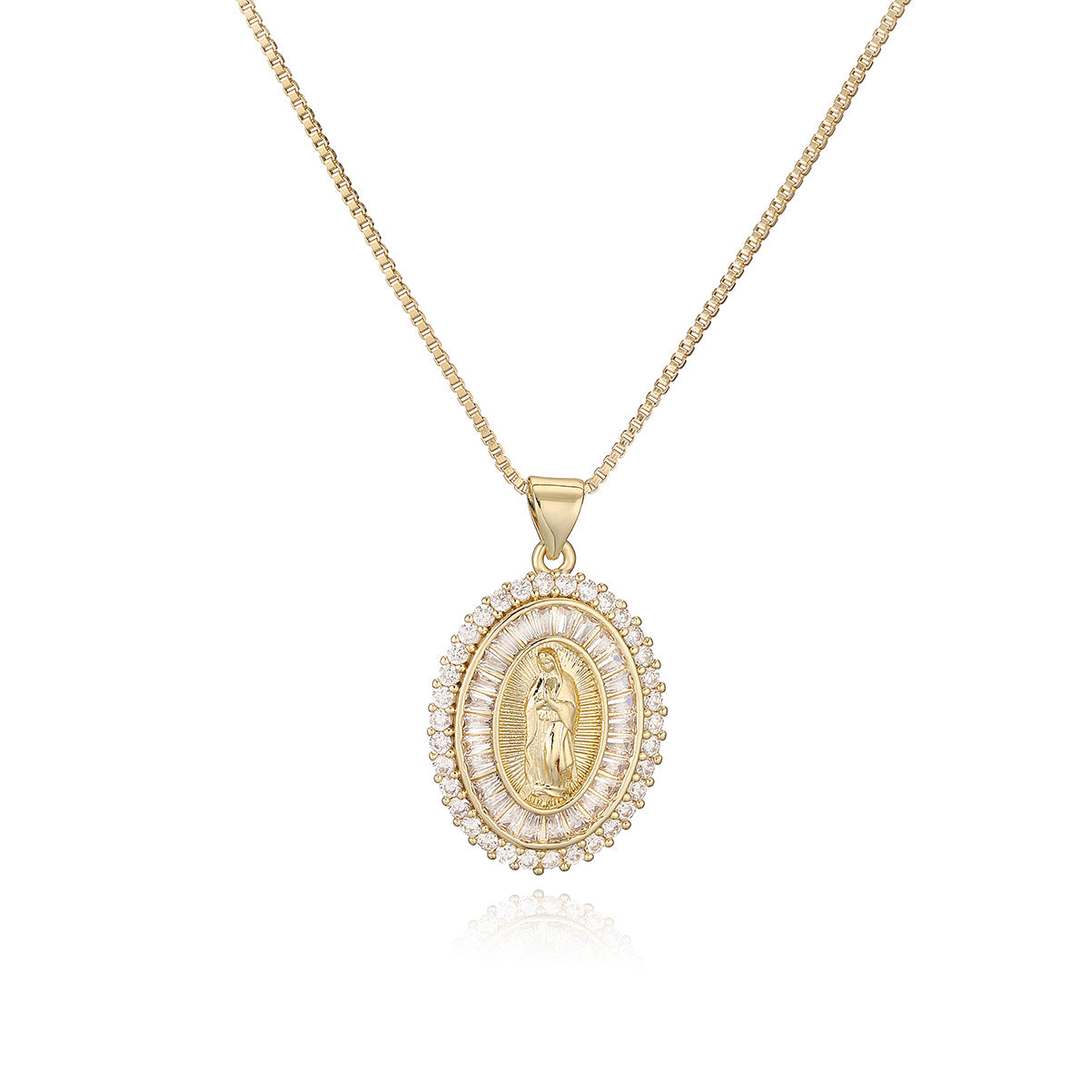 Minimalist Geometric Maria Pendant Necklace for Women with Copper Base Plated in 18K Gold and Zircon Inlay