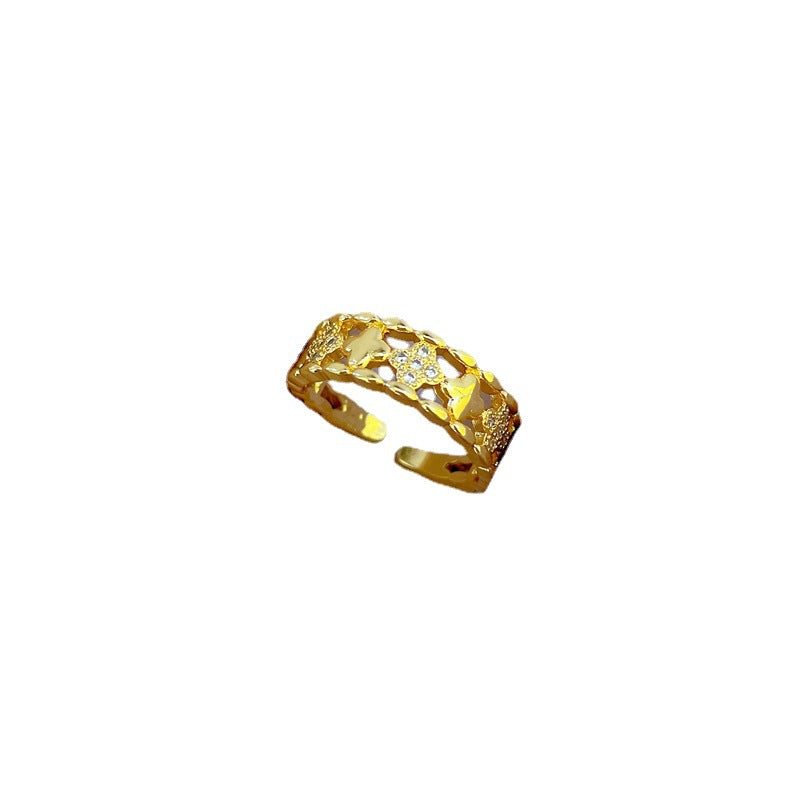 Cute Cartoon Style Adjustable Open Ring with Crown Shape Design in Brass for Women