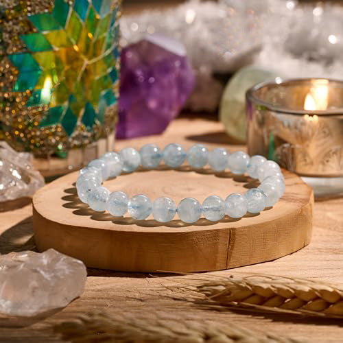 8mm Natural Agate and White Turquoise Round Beaded Stretch Bracelet Unisex Geometric Handmade Jewelry