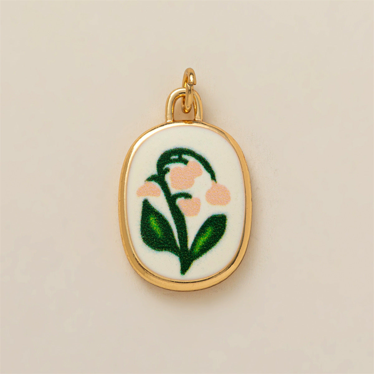Minimalist Floral Pattern Brass PVD Plated DIY Charm Bar Pendant