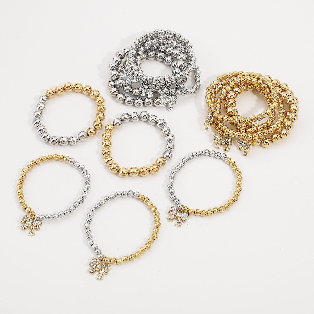 Butterfly-Shaped Rhinestone-Inlaid Alloy Bracelet Set for Women with Plated Finish
