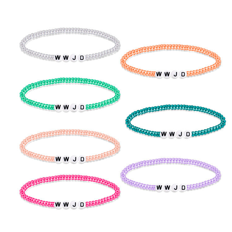 Minimalist Letter Acrylic Beaded Bracelet Set Unisex