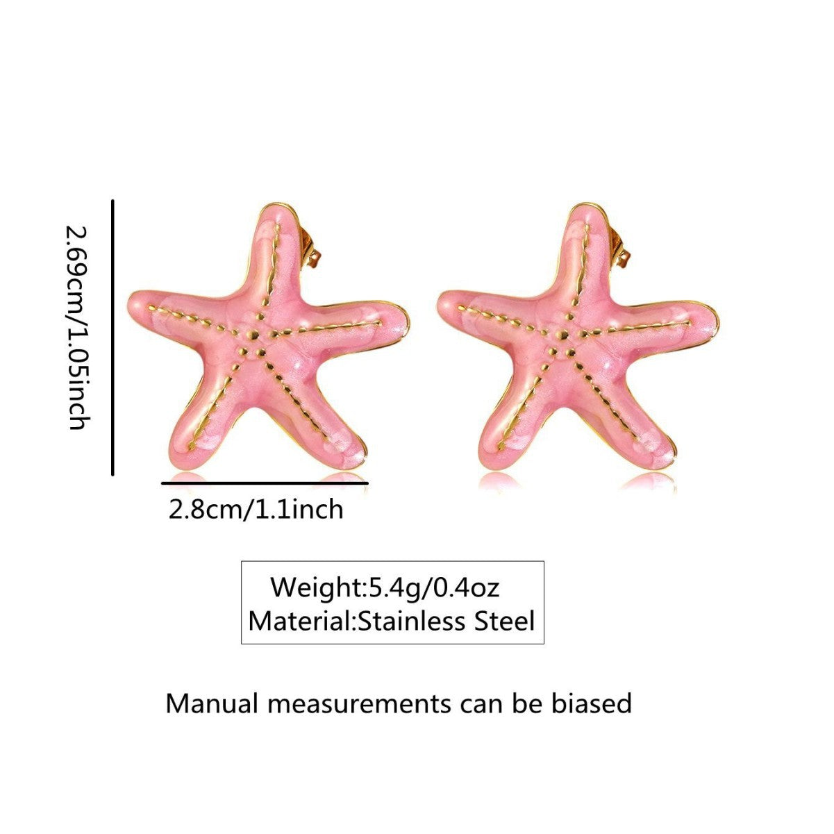 Luxury Colorful Drip Oil Starfish Stainless Steel Earrings for Women