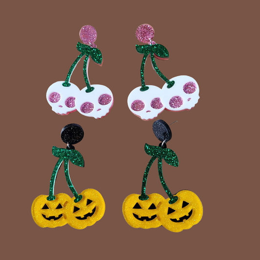 Pendientes acrílicos de Halloween con diseño de calavera, fantasma, demonio y acabado esmaltado para mujer, forma geométrica, divertidos, joyería de disfraz