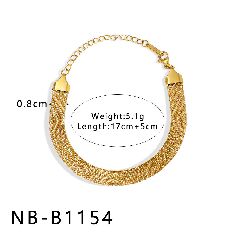 INS Style Geometric and Letter-Shaped Titanium Steel Stainless Steel Bracelet with 18K Gold Plating for Couples