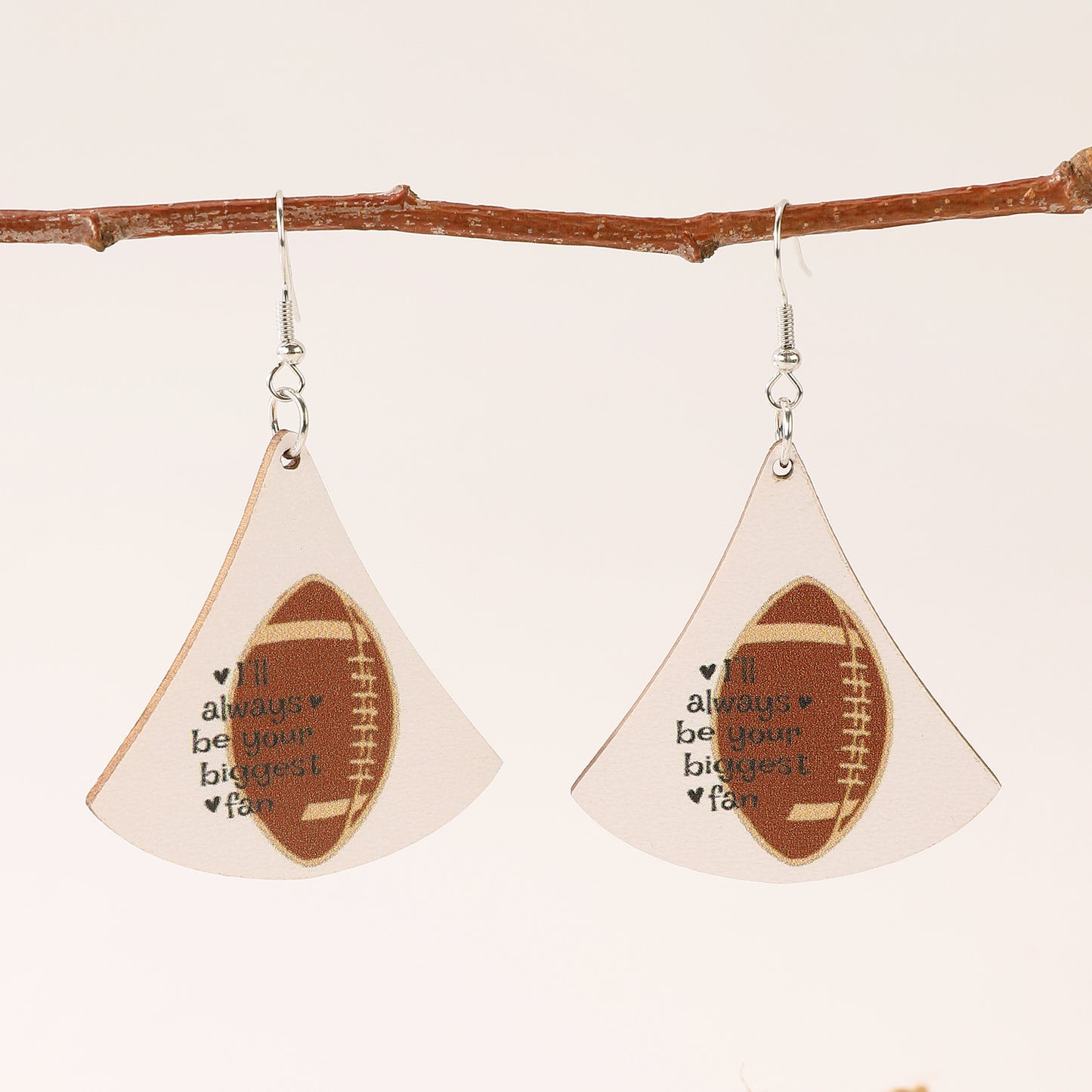 Vintage Acrylic Heart Stud Earrings with Sports Ball Print for Women