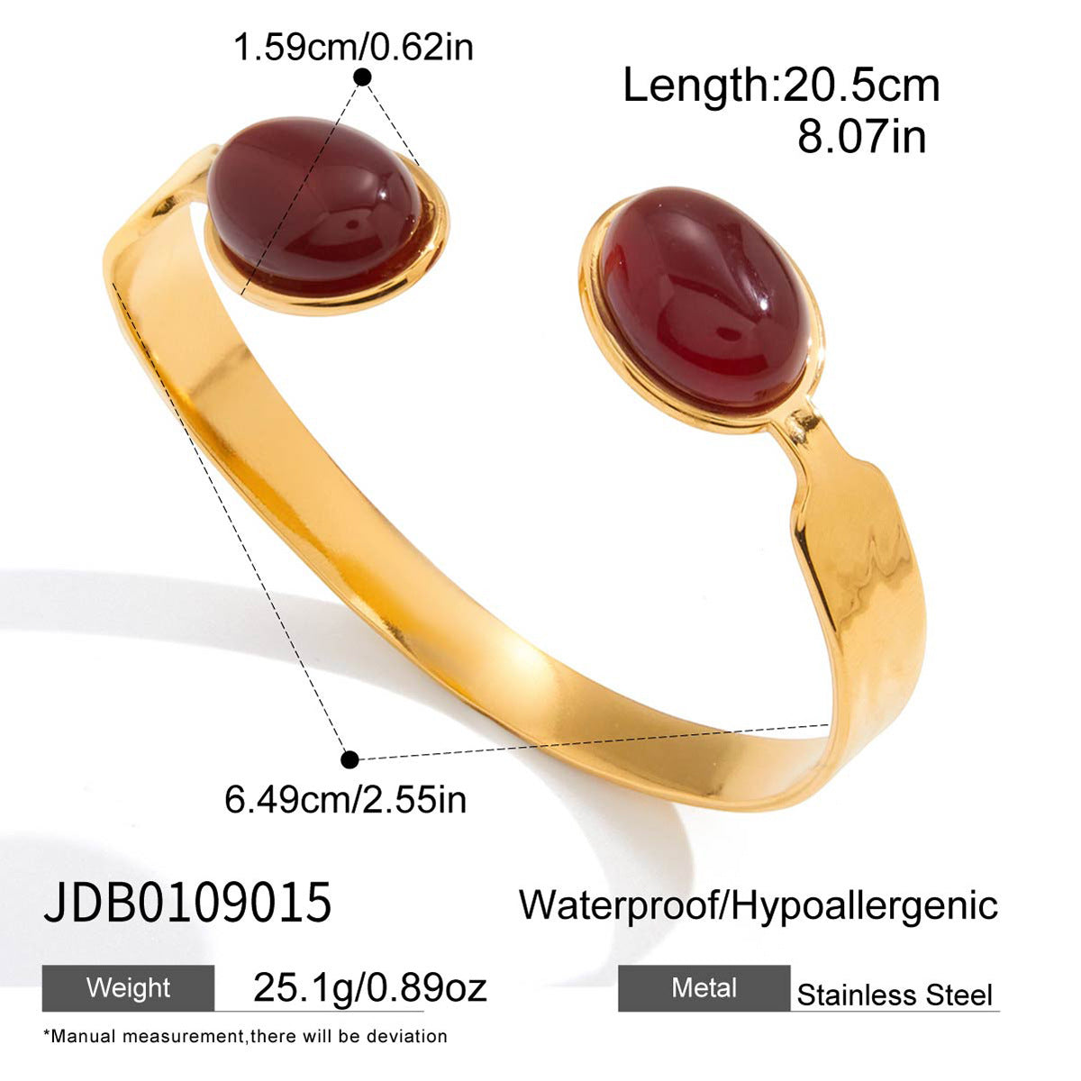 Bracciale In Acciaio Inossidabile Color Oro Placcato Oro Con Intarsi Di Agata In Stile Pendolare Moda