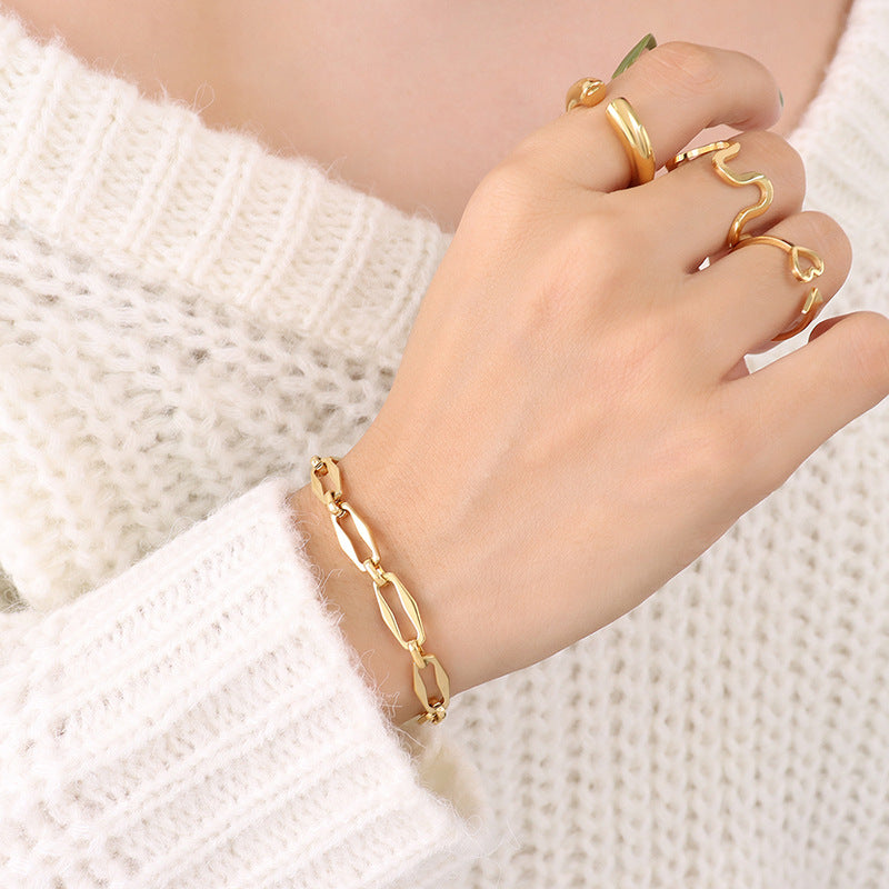 Set di collane a strati geometriche minimaliste in acciaio al titanio con placcatura in oro 18 carati da donna