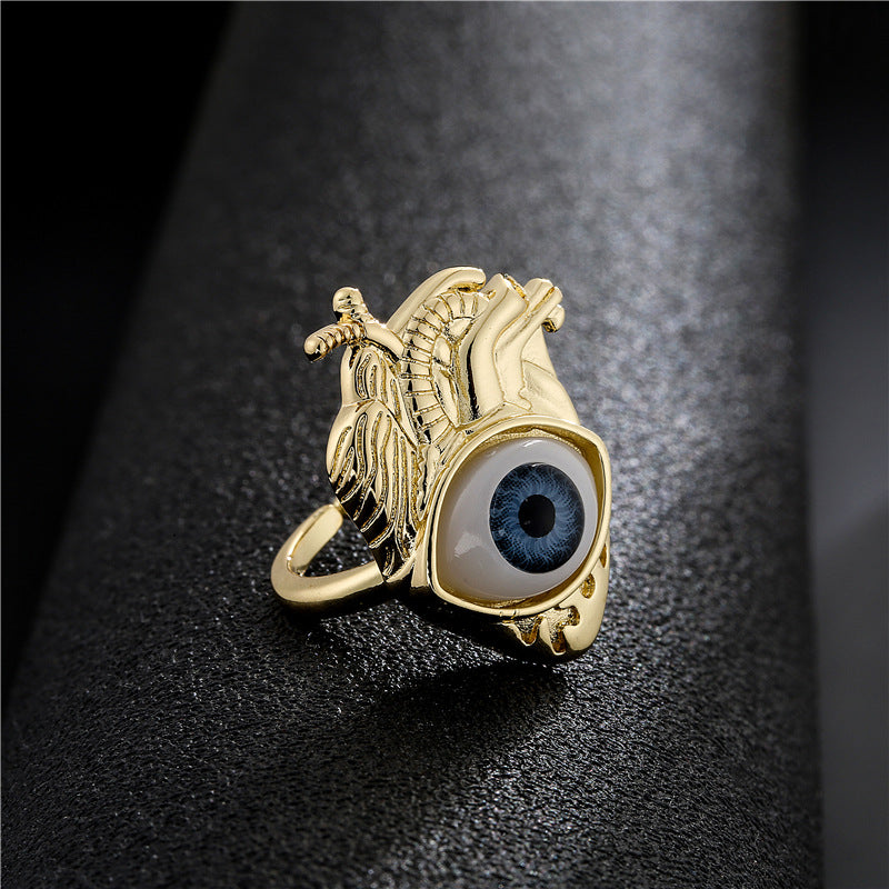 Vintage Bohemian Geometric Micro-inlay Brass Ring for Women