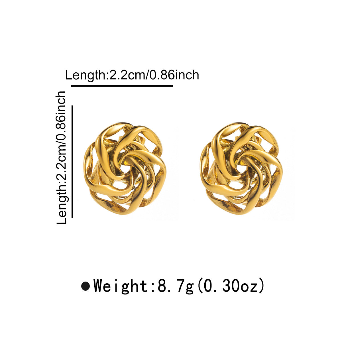Pendientes minimalistas de acero inoxidable con luna geométrica y motivos florales con baño de oro para mujer