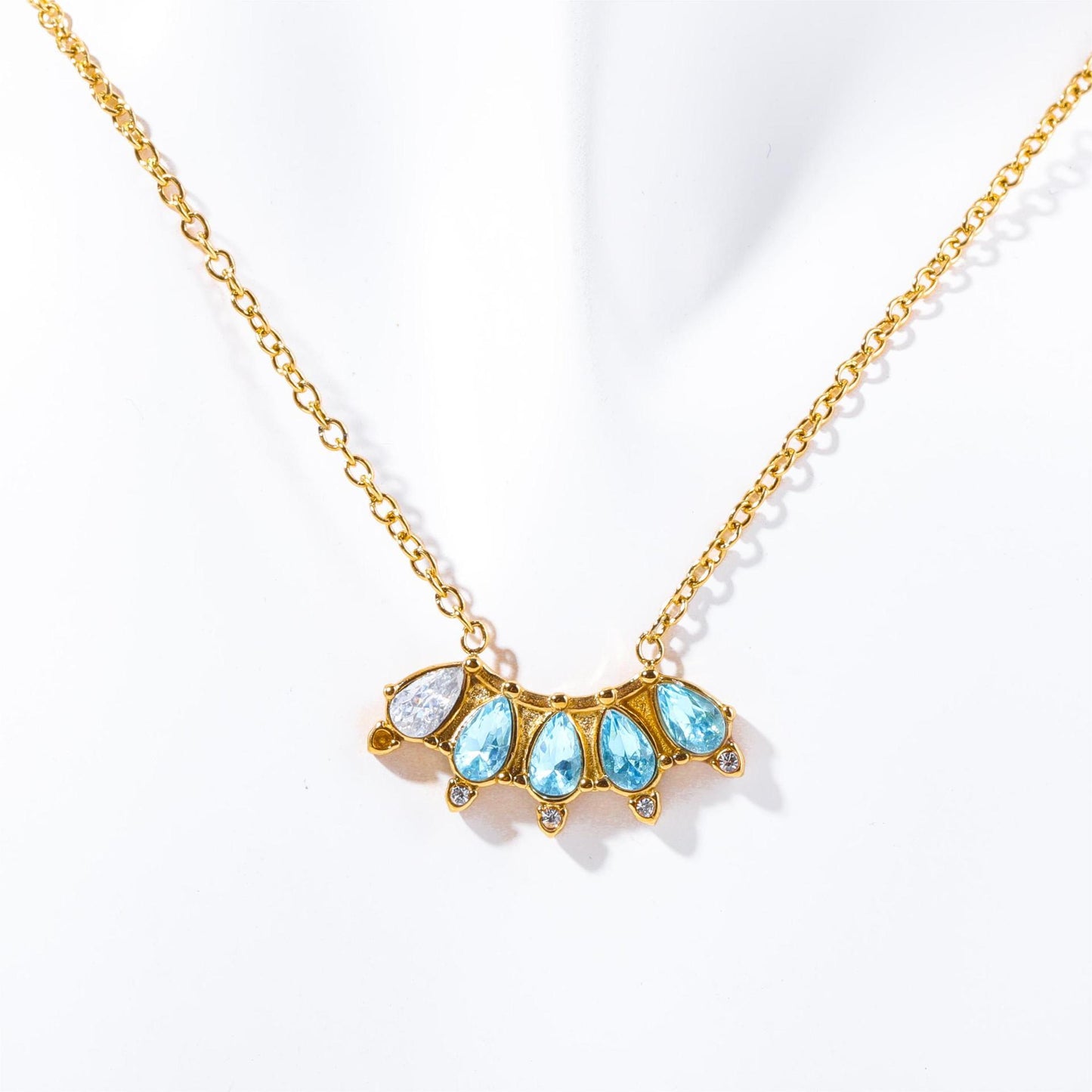 Vintage Geometric Stainless Steel Choker Necklace with 18K Gold Plating and Birthstone Accents