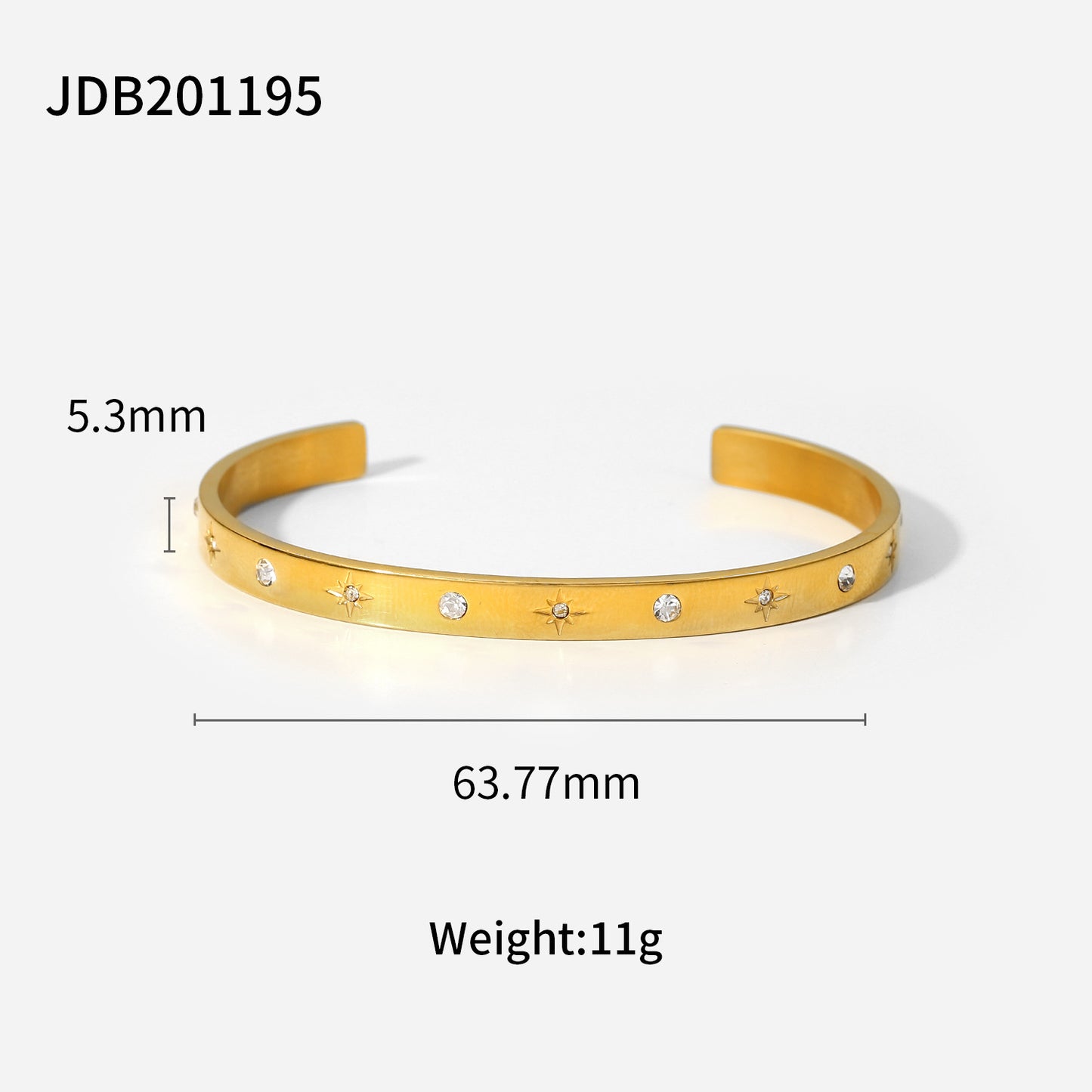 Luxury Elegant 18K Gold Plated Geometric Stainless Steel Cubic Zirconia Bracelet