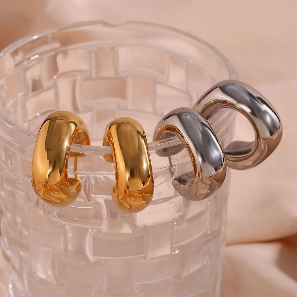 Minimalist Luxe Stainless Steel Square Hollow Hoop Earrings for Women with Polished Edges