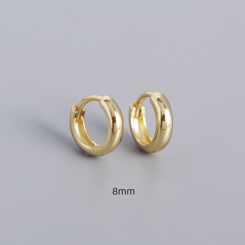 Minimalist Geometric Shiny Silver Hoop Earrings in 925 Sterling Silver with Plated Finish