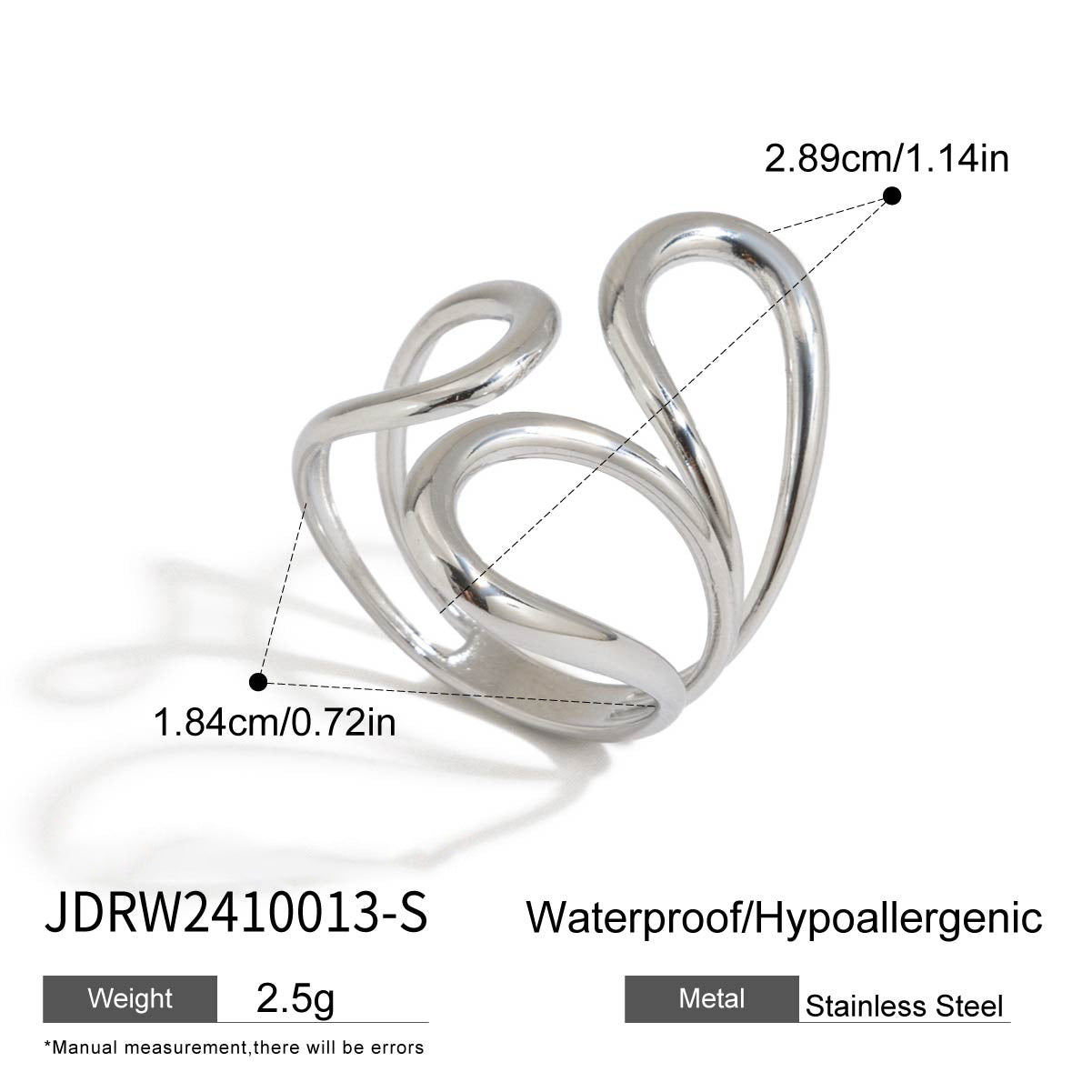 Geometric Plated Stainless Steel Ring for Women