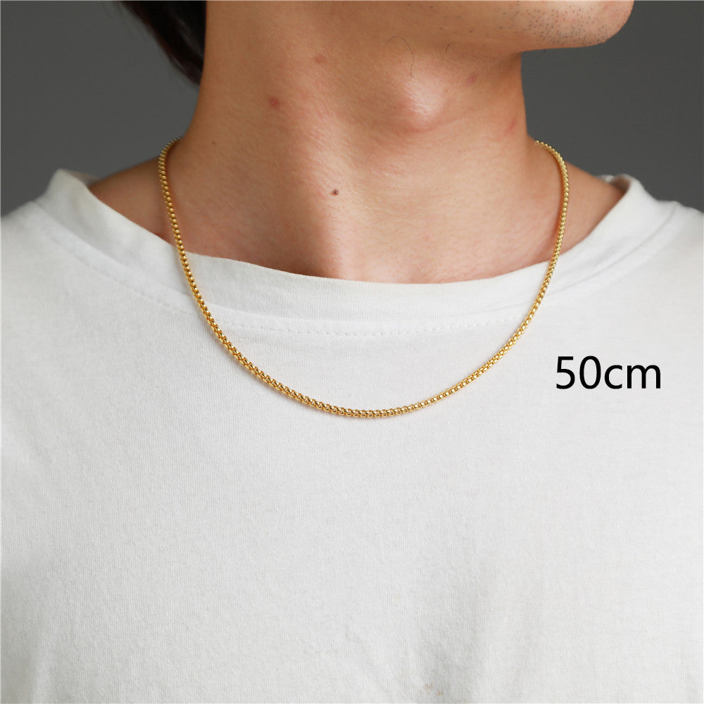 Geometric Stainless Steel Plated Necklace with Alloy Pendant for Men and Women