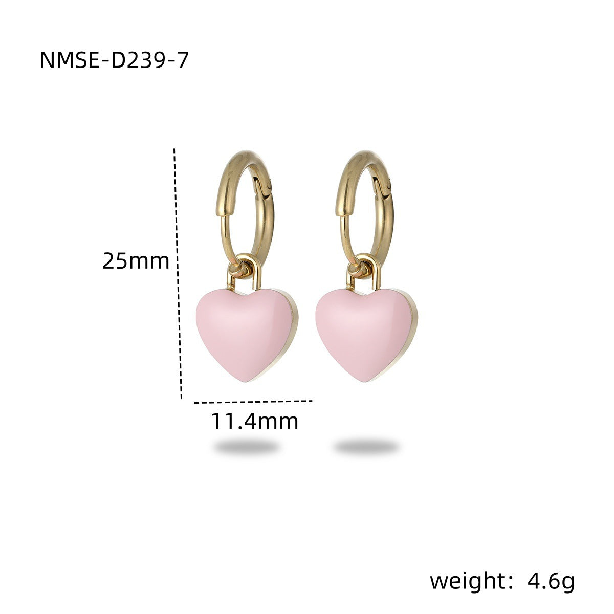 Orecchini da donna alla moda a forma di cuore in acciaio al titanio con smalto minimalistici