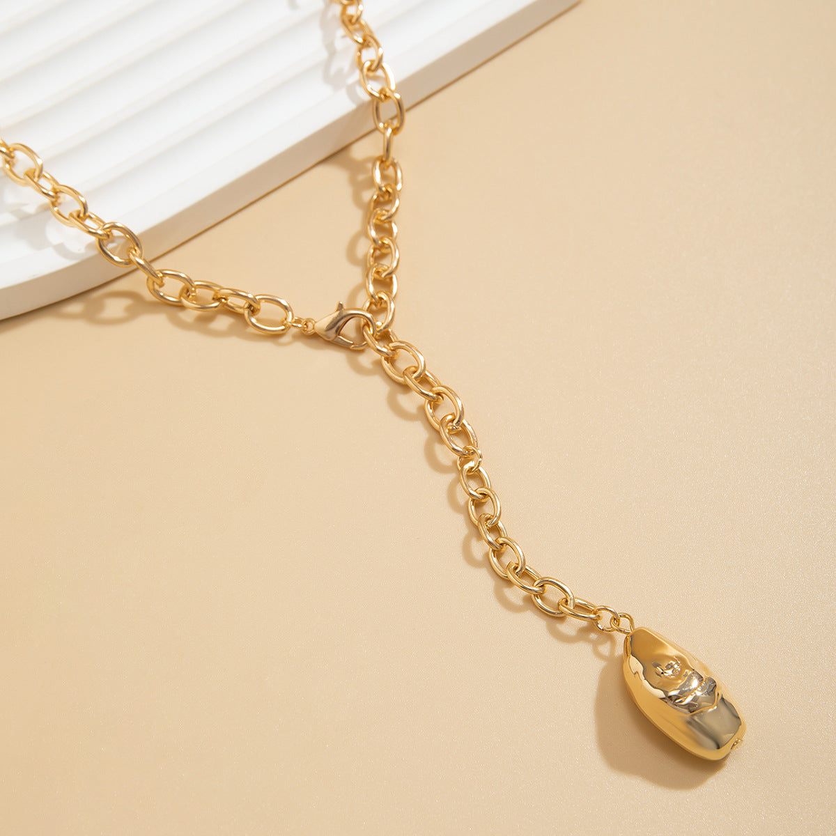 Vintage Geometric Alloy Plated Pendant Necklace for Women