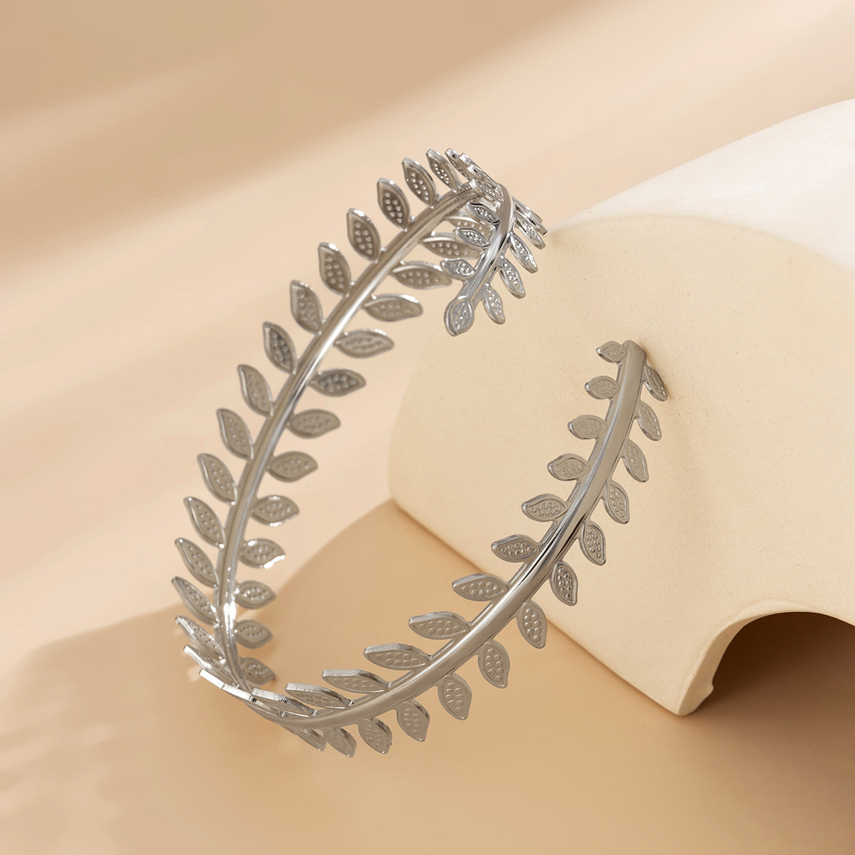 Vintage Asymmetrical Geometric Leaf Cuff Bracelet for Women with Adjustable Opening and Electroplated Metal Finish