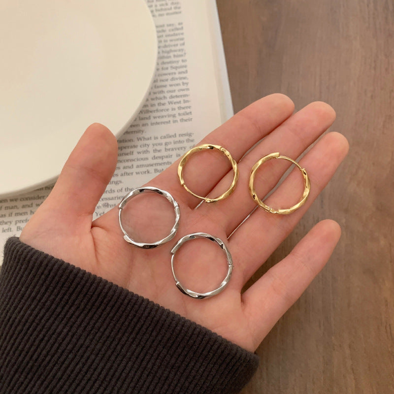 Orecchini a Cerchio Minimalisti Geometrici da Donna in Rame Placcato Oro, Orecchini Semplici a Perno Rotondi