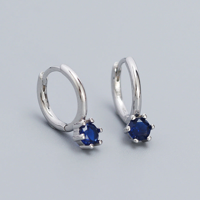 Minimalist Elegant 925 Sterling Silver Round Geometric Cubic Zirconia Hoop Earrings