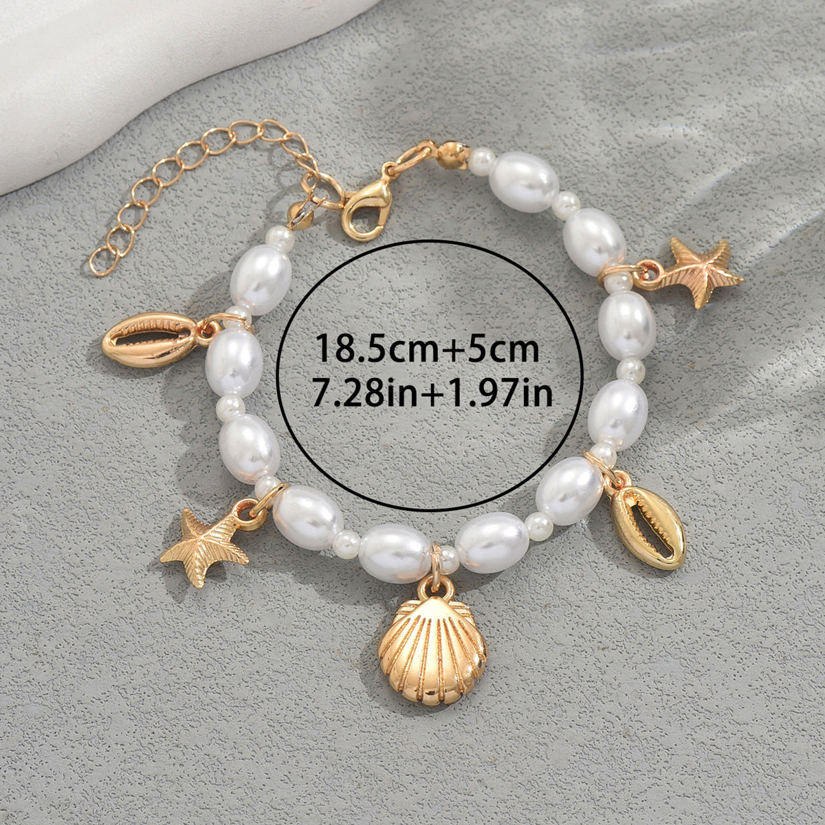 Bracciale Da Donna Intrecciato A Mano Con Conchiglie E Stelle Marine A Forma Di Stella, In Lega Di Zinco, Stile Fashion-Commuter