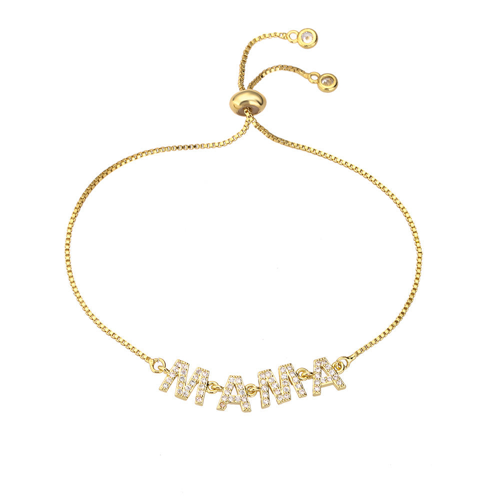 Minimalist Geometric Copper Bracelet with Micro-Paved Zirconia and Gold Plating for Mother's Day Gift