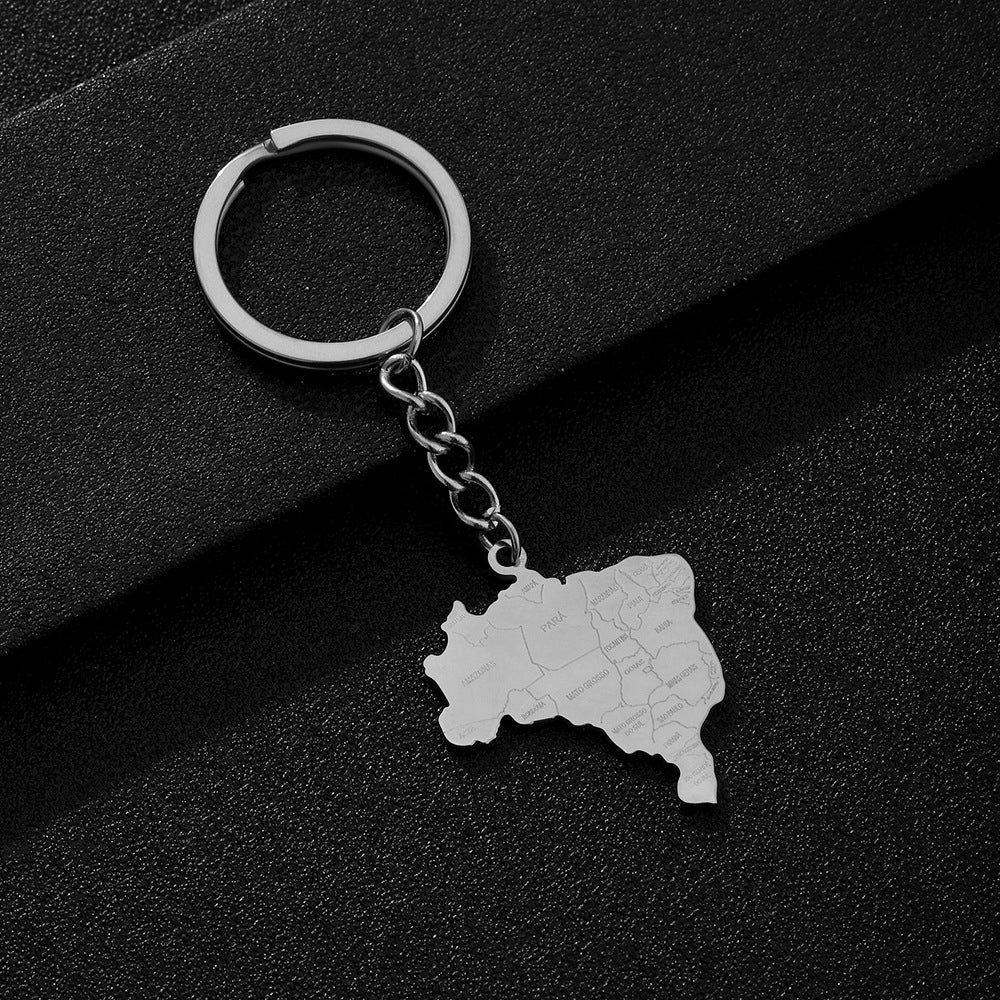 Colgante de Llavero de Acero Inoxidable Pulido con Forma de Corazón Estilo Étnico y Detalles Calados