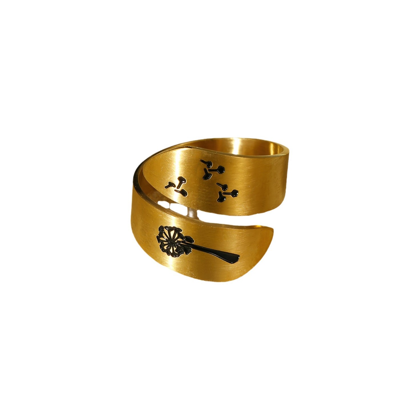 Anello regolabile in acciaio inossidabile a forma di dente di leone con finitura galvanizzata per donna, accessorio di moda di lusso minimalista
