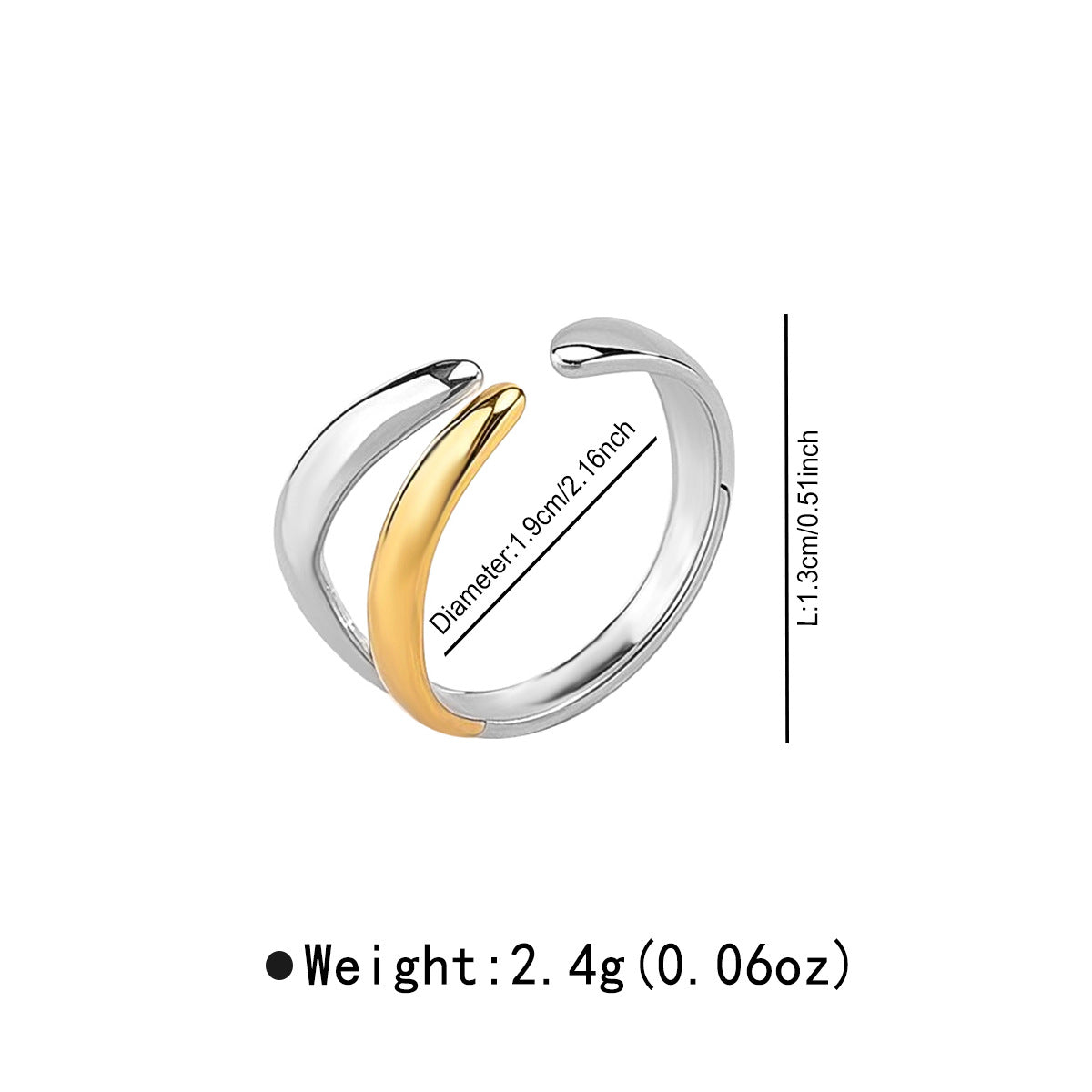 Vintage Geometric Stainless Steel Ring with Dual-Tone Plated Finish for Women