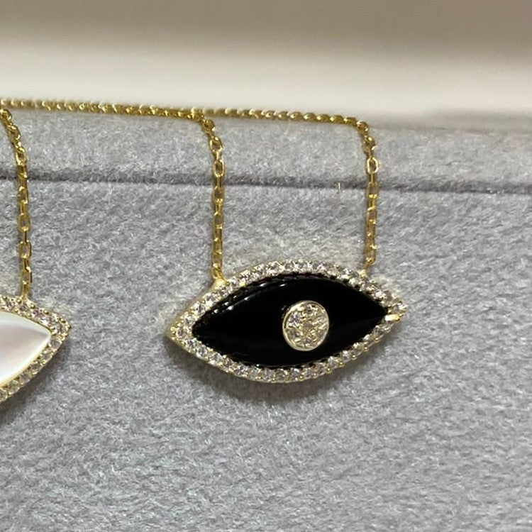 Fashion-Forward Teardrop-Shaped Evil Eye Pendant Necklace in Copper with Titanium Steel Charm and 18K Gold Plating