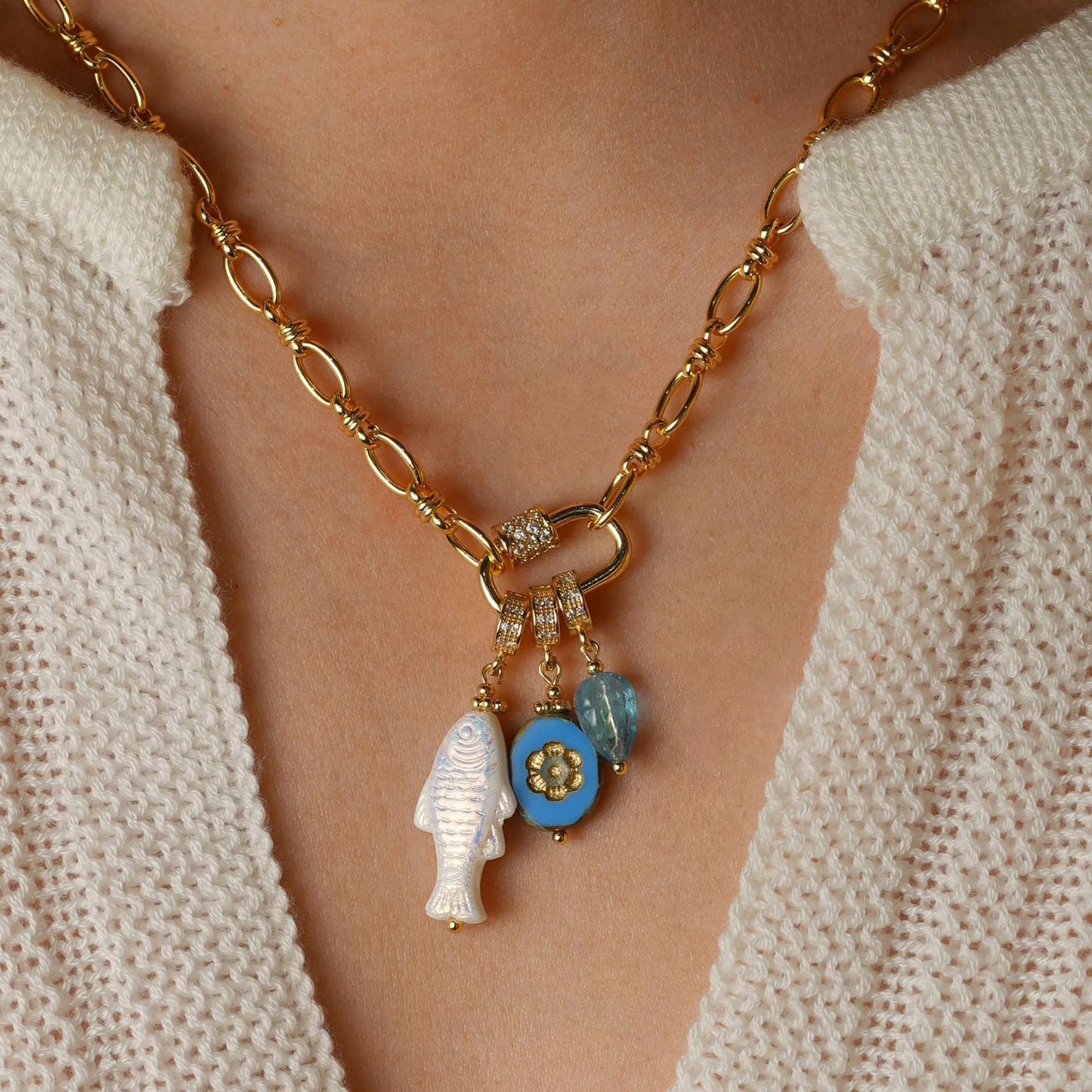 Collana con ciondolo a cuore e stella geometrici placcati oro 18K in rame, stile fresco
