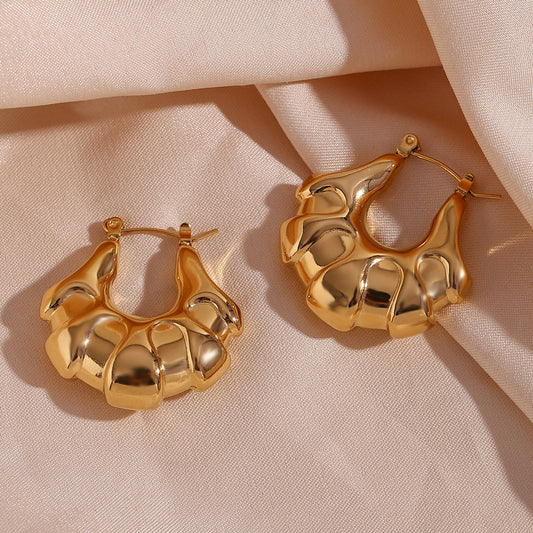 Orecchini a Cerchio Minimalisti Geometrici in Acciaio Inossidabile da Donna con Placcatura in Oro 18K
