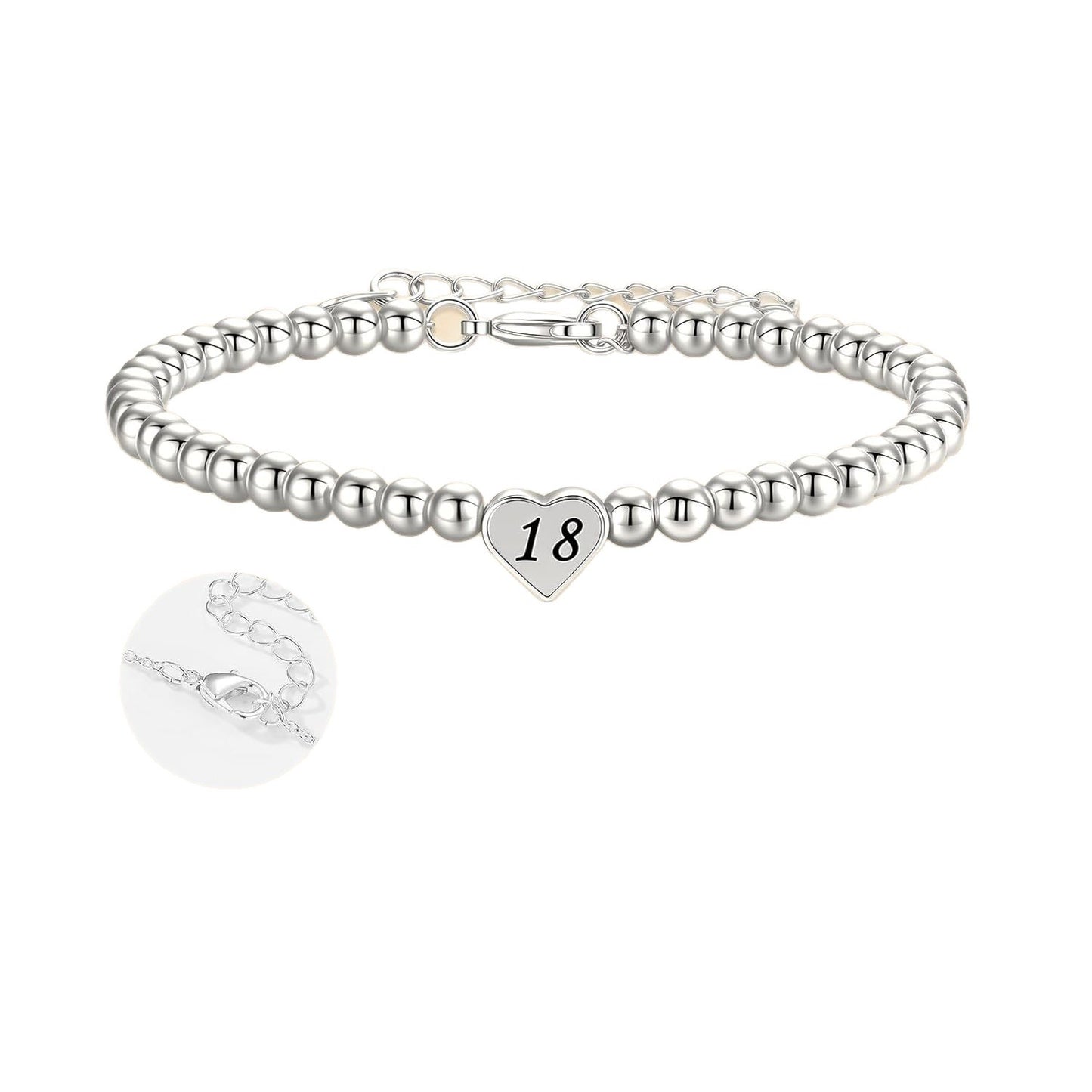 Personalized Heart Letter Number Brass Plated Silver Adjustable Bracelet Unisex Fashion Jewelry
