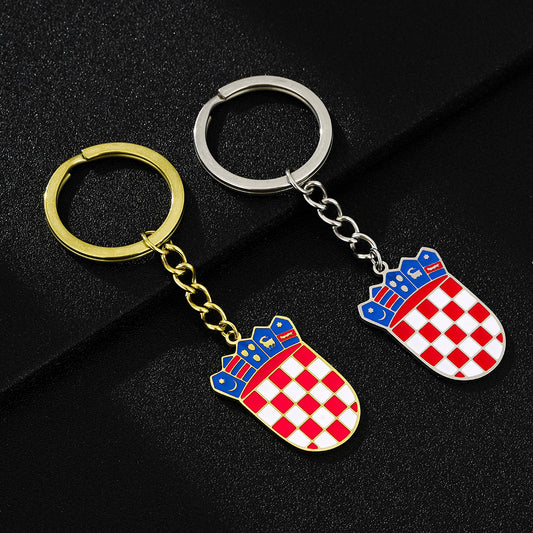 Llavero con Insignia Étnica Croata Vintage en Acero de Titanio para Hombres y Mujeres