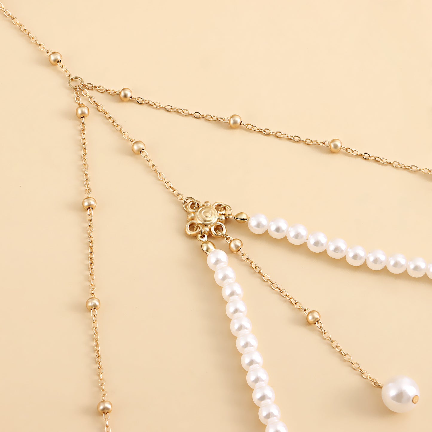 Punk Metal Leg Chain with Imitation Pearl Pendant for Women