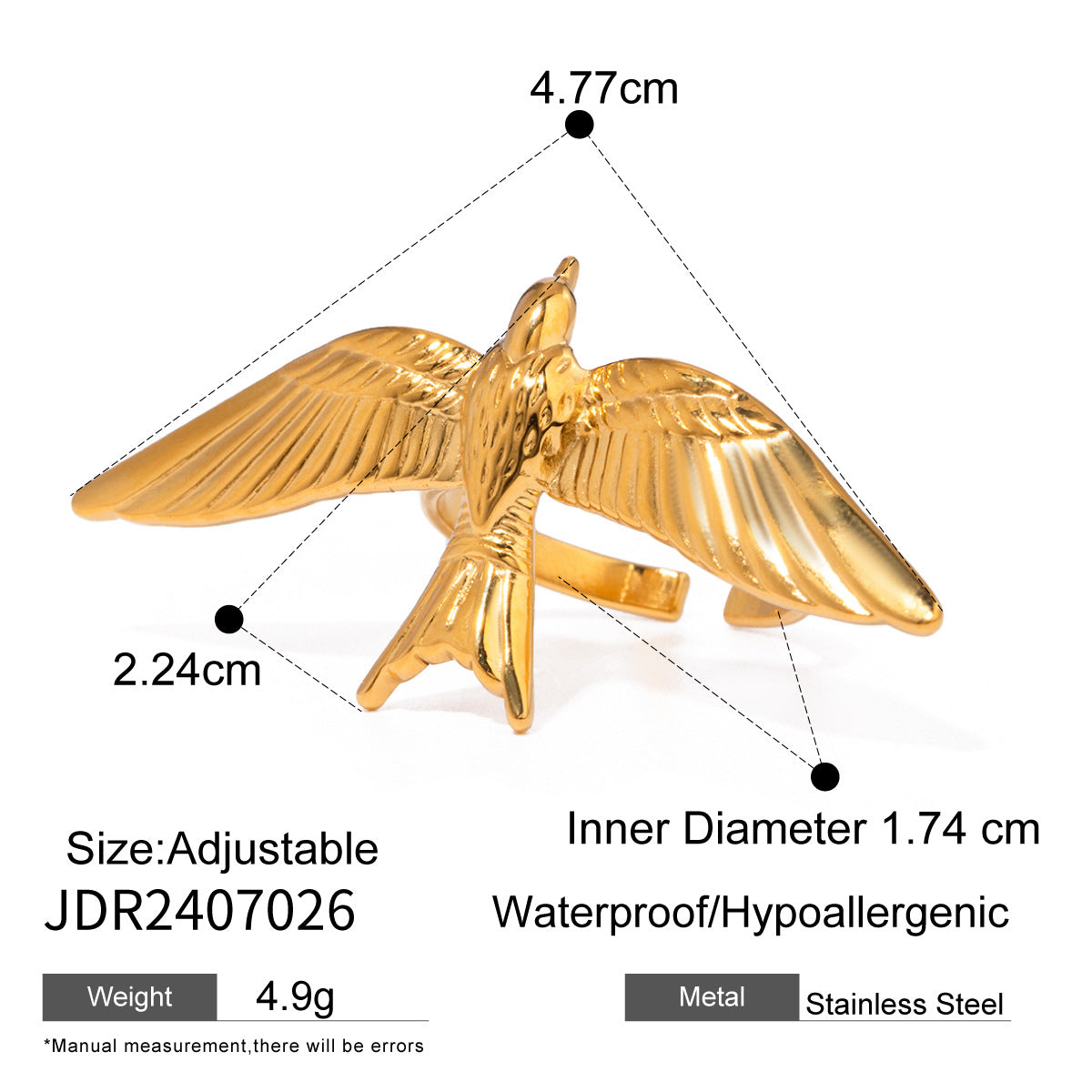Geometric Floral Plated Stainless Steel Ring for Women