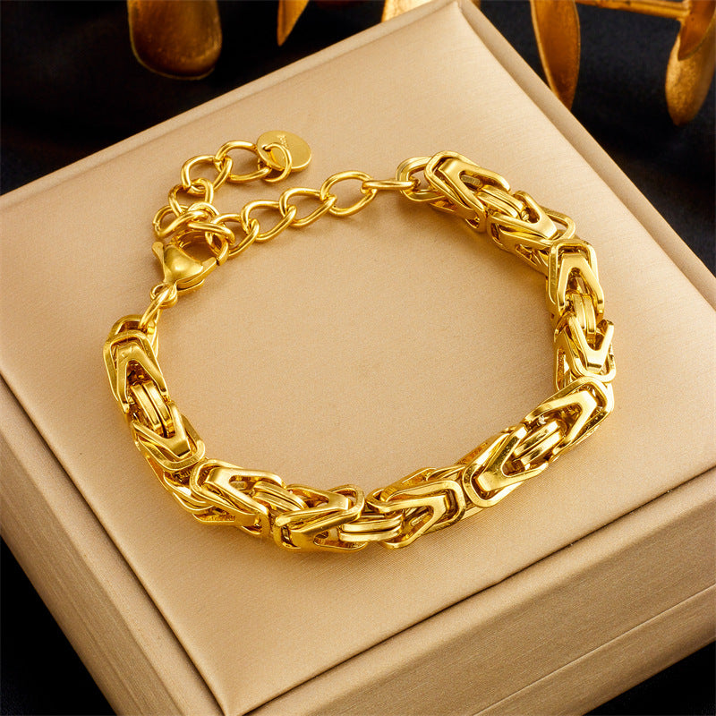 Punk Industrial Titanium Steel Thick Chain Bracelet for Men with Plated Finish