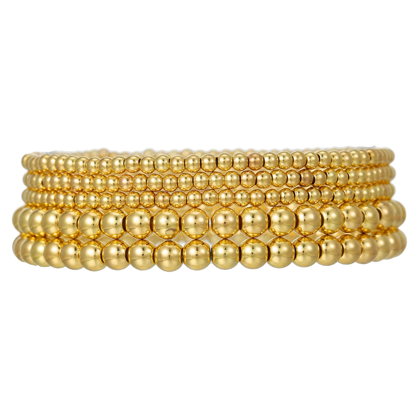 Minimalist Multi-Layer Brass Bead and Pearl Bracelet Set for Women