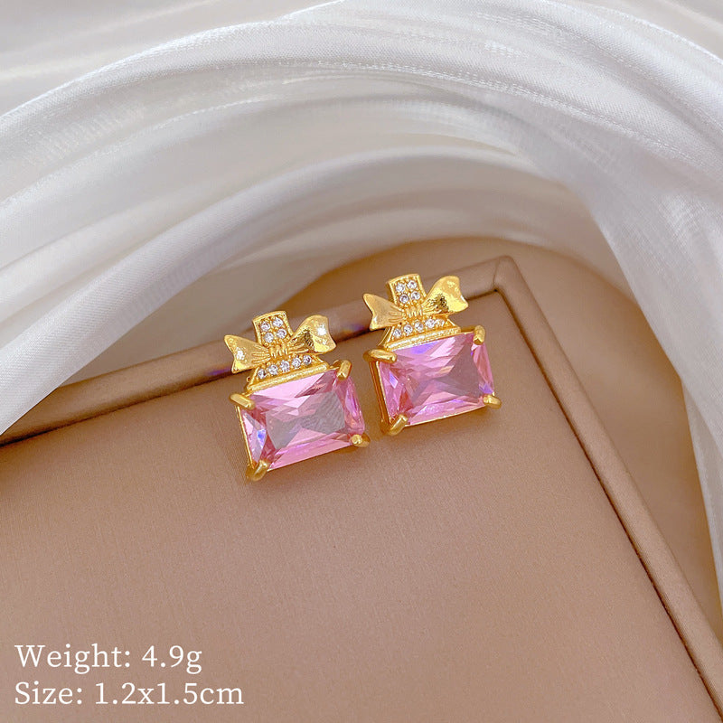 Elegant Titanium Steel Butterfly Perfume Bottle Necklace and Earrings Set with Rhinestone Inlay for Women Formal Events