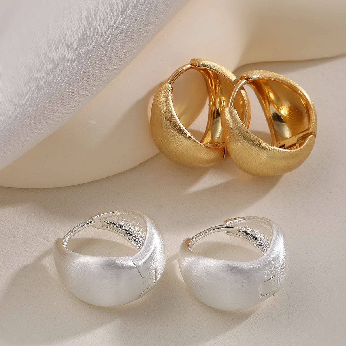 Minimalist Gold Plated Brushed Teardrop Geometric Brass Earrings for Women