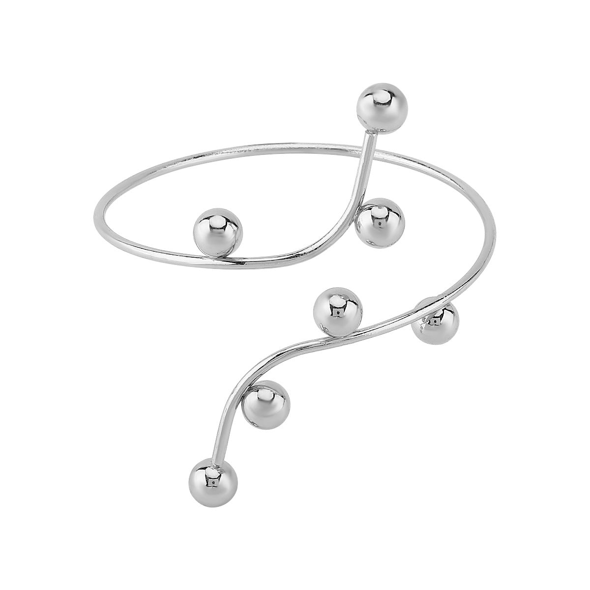 Bracciale da donna in metallo minimalista geometrico con perline tonde e finitura placcata