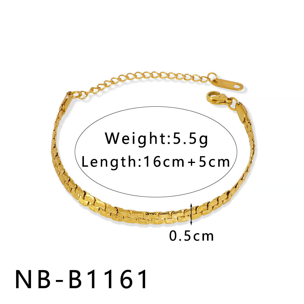 INS Style Geometric and Letter-Shaped Titanium Steel Stainless Steel Bracelet with 18K Gold Plating for Couples