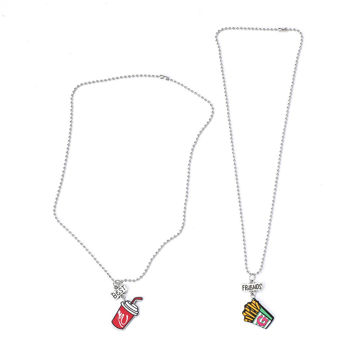 Set di collane con pendente a cartone animato di Coca Cola e patatine fritte per bambini, collana geometrica in resina con design stampato, gioielli dell'amicizia per bambini per la festa dei bambini