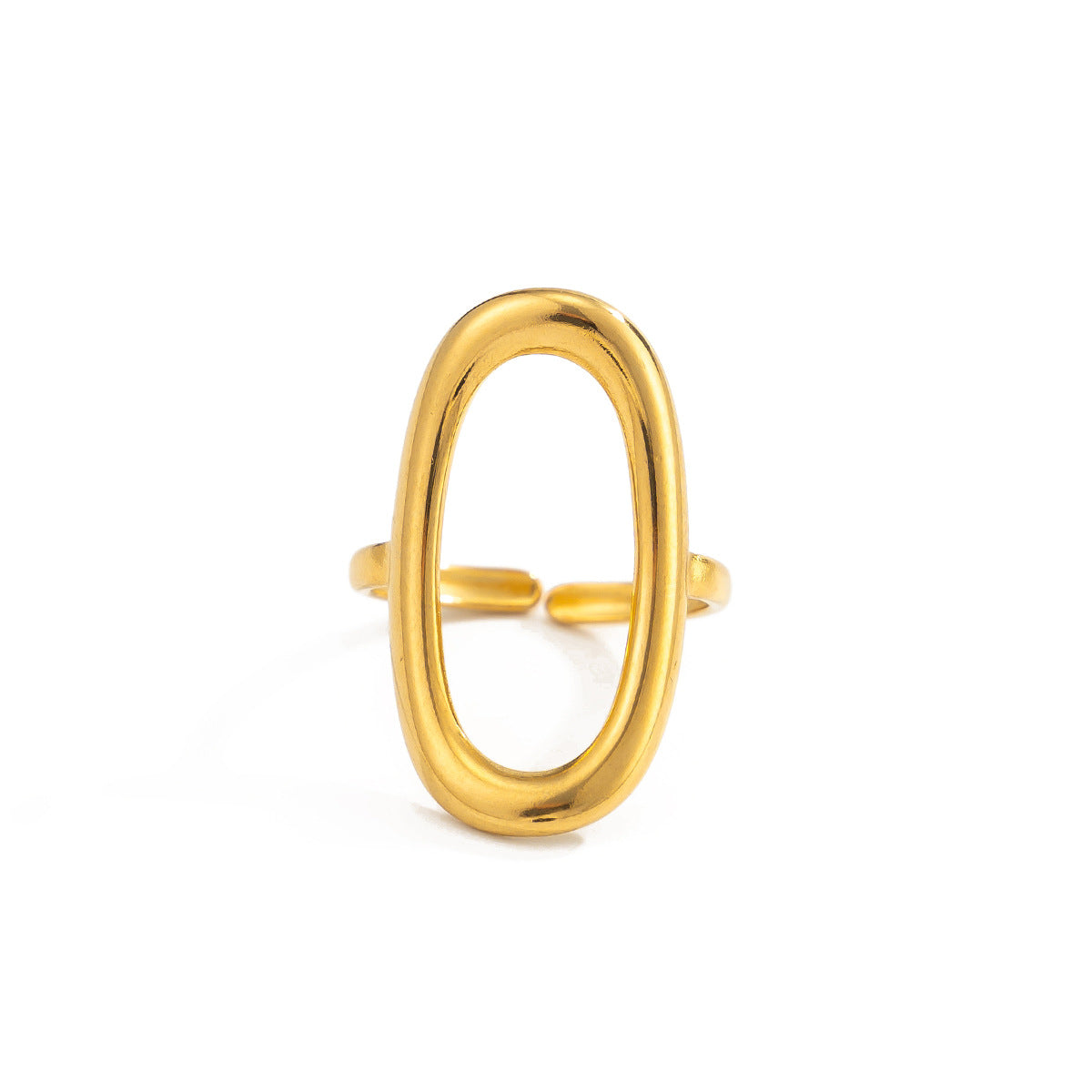 18K PVD Gold Plated Stainless Steel Floral Geometric Open Ring for Women