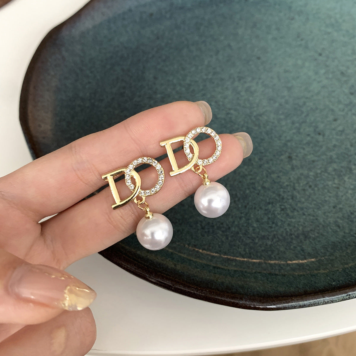 Minimalist Geometric Pearl Stud Earrings for Women with Gold-Plated Copper Base Springtime Elegant Ear Jewelry